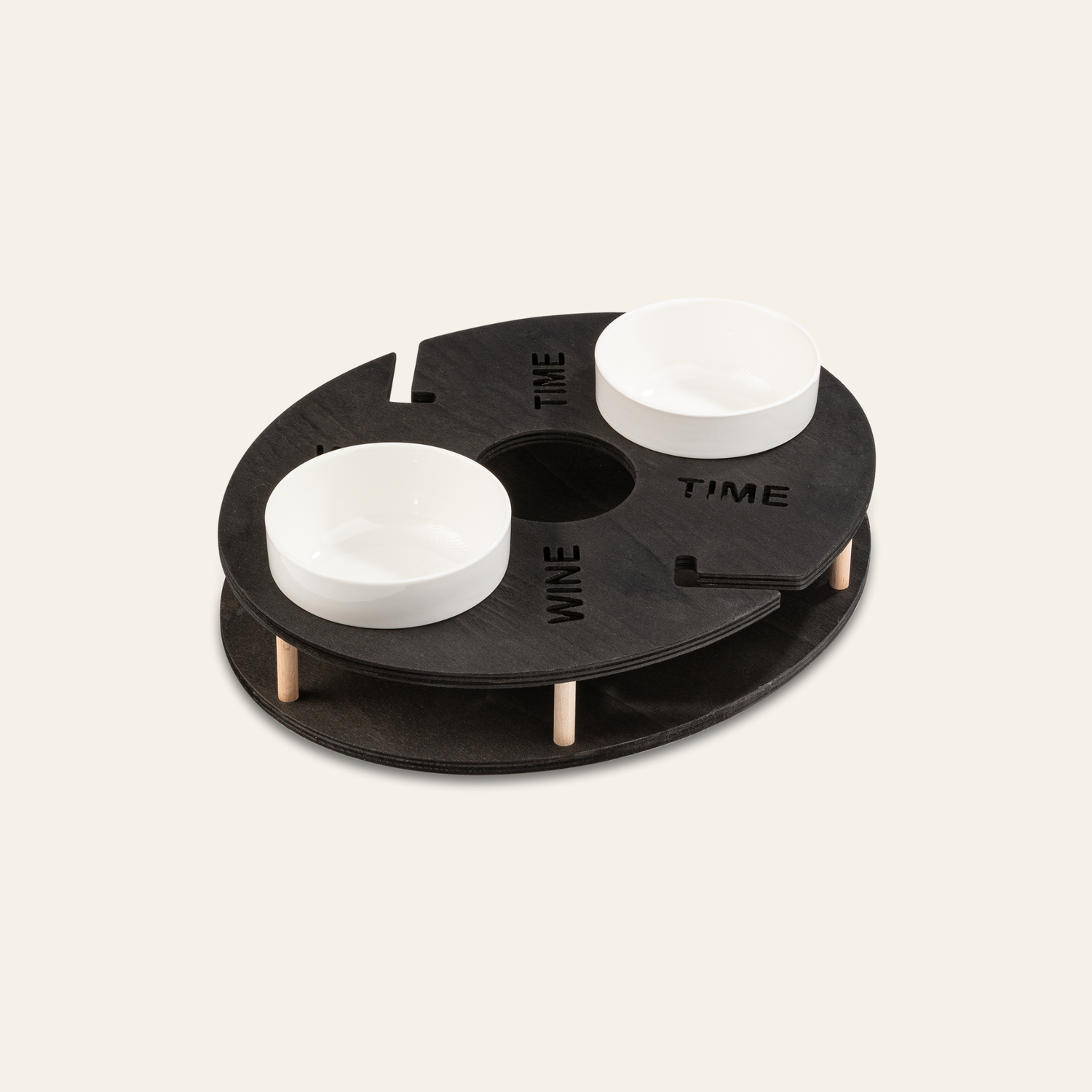 Vinbar med 2 porcelænsskåle