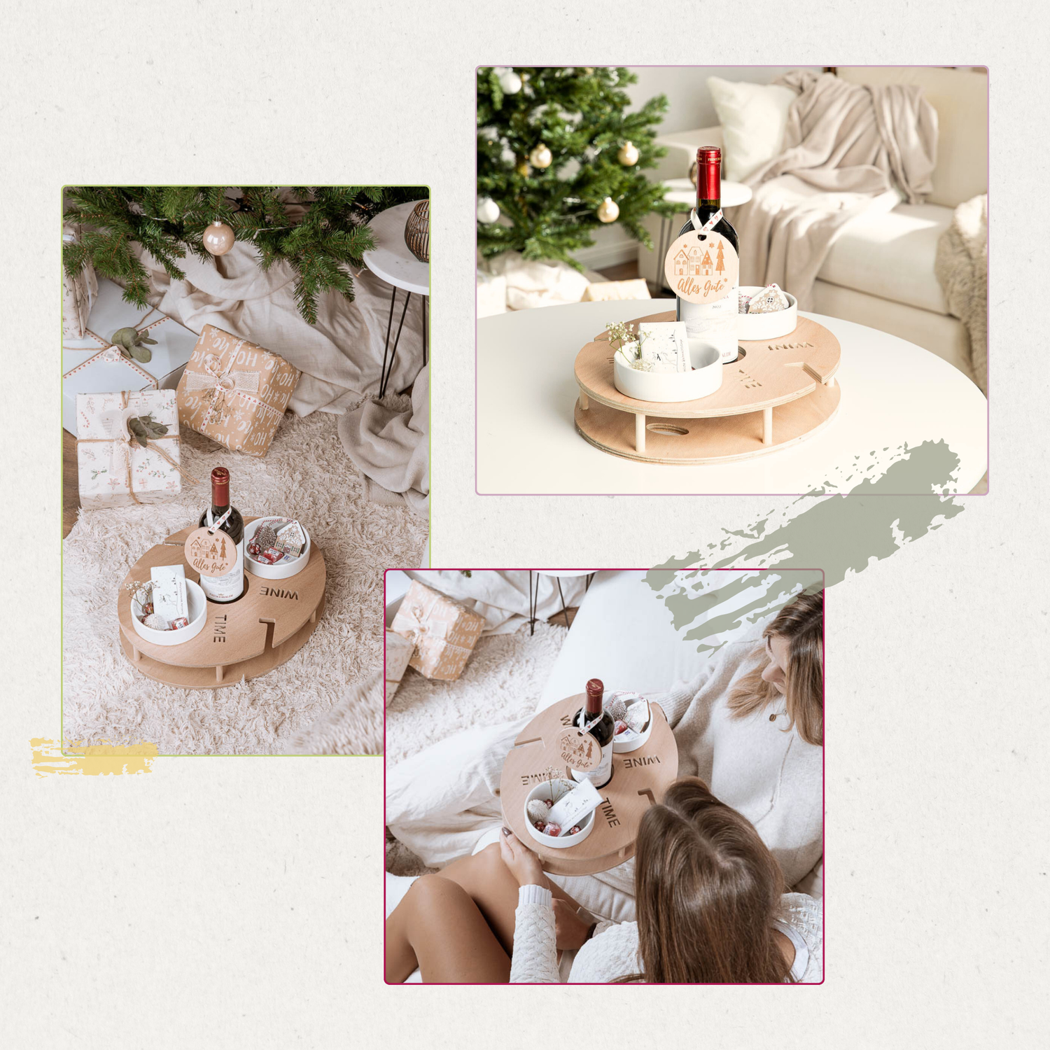 Vinbar med 2 porcelænsskåle