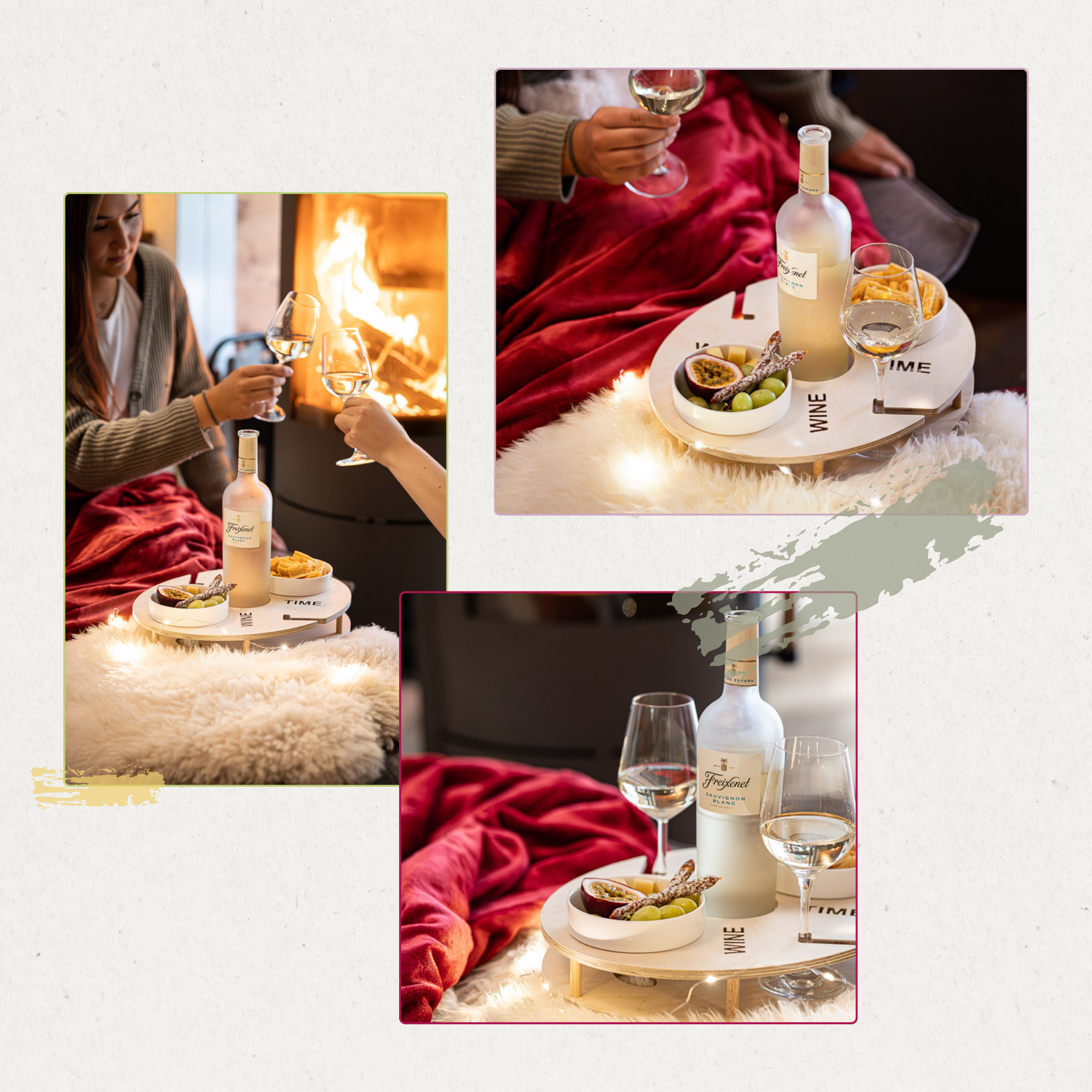 Vinbar med 2 porcelænsskåle