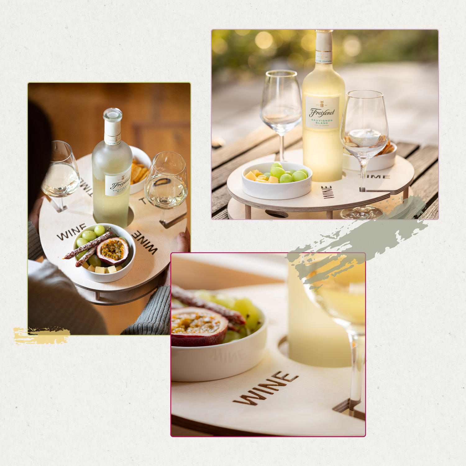 Vinbar med 2 porcelænsskåle