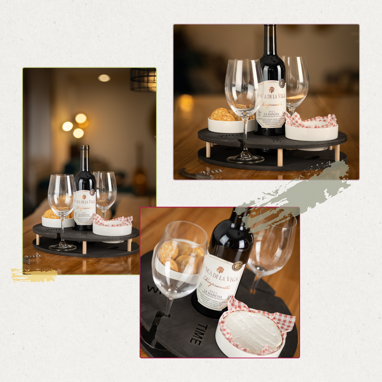 Vinbar med 2 porcelænsskåle